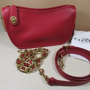 Coach Swinger Bag with Chain, Crossbody, Glovetanned Leather Brass/Red Apple NWT